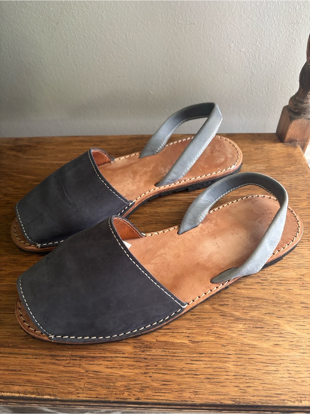 Ishvara Women’s Navy Leather Slingback Sandals Made In Spain